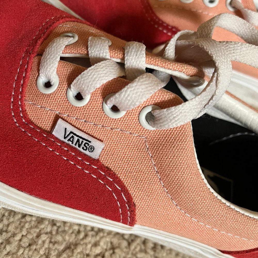 Madewell x Vans | Size 6.5 | Poppy Red Suede & Coral Peach Canvas | Gently Used - Picture 6 of 11